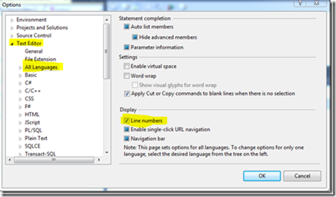 Code Inside Blog | HowTo: line number in Visual Studio 2010